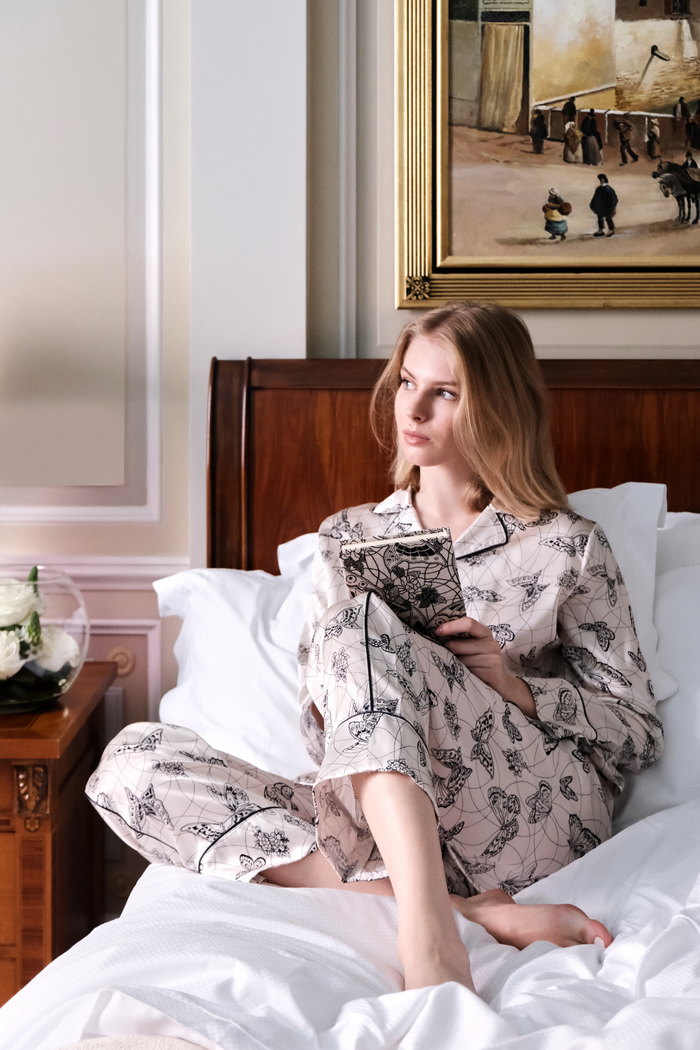 PHOEBE DANCING BUTTERFLY SILK PJ SET