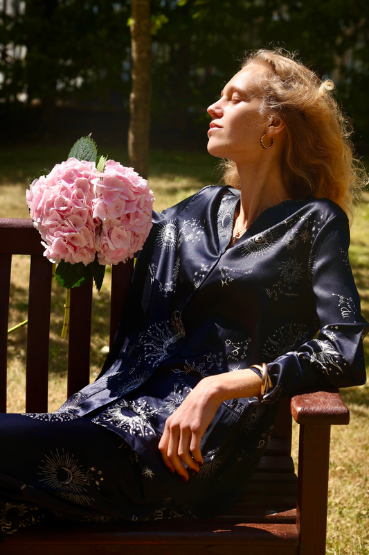 PHOEBE VOYAGE MIDNIGHT SILK PJ SET