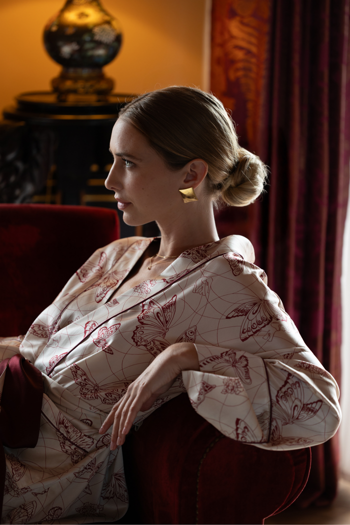 "SUITE 504" SILK SHORT KIMONO