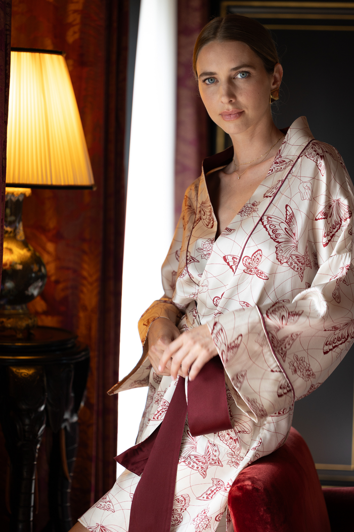 "SUITE 504" SILK SHORT KIMONO