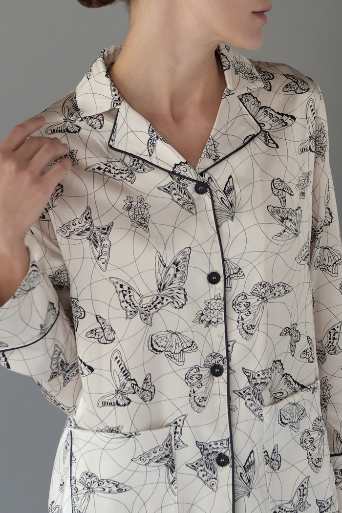 PHOEBE DANCING BUTTERFLY SILK PJ SET