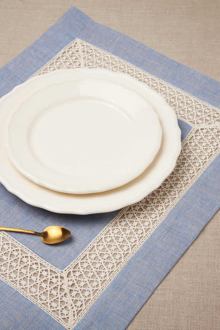 SET OF TWO LACE JACQUARD LINEN PLACEMATS