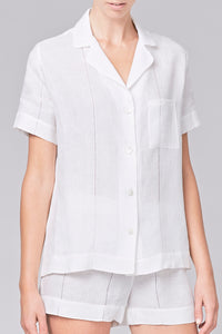 white linen sleepwear shirt 