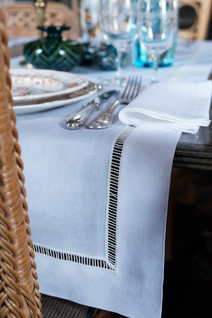 classic white linen table runner