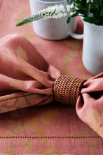 red linen placemats and napkins hand painted