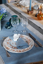 blue linen table runner