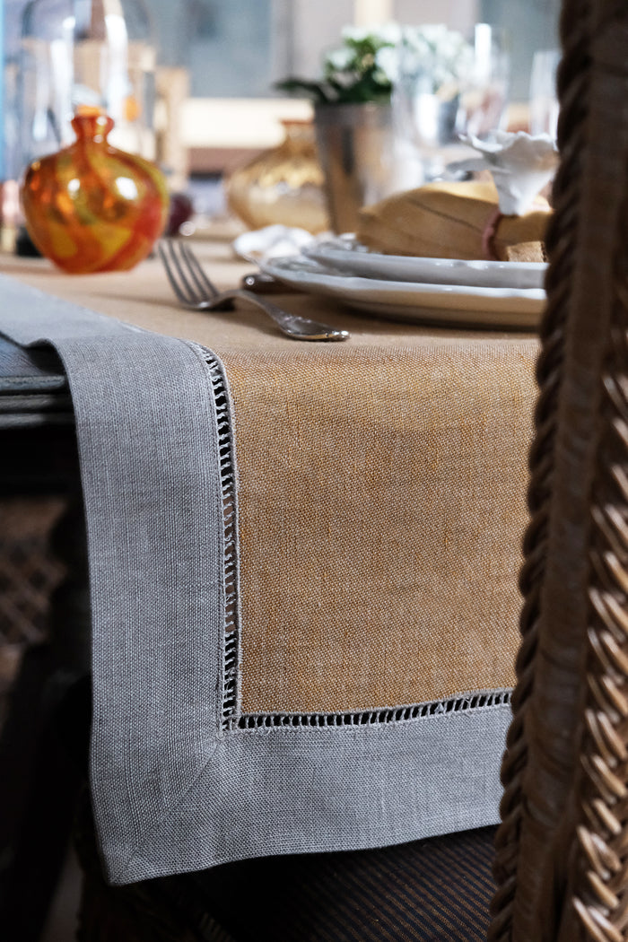 yellow linen table runner