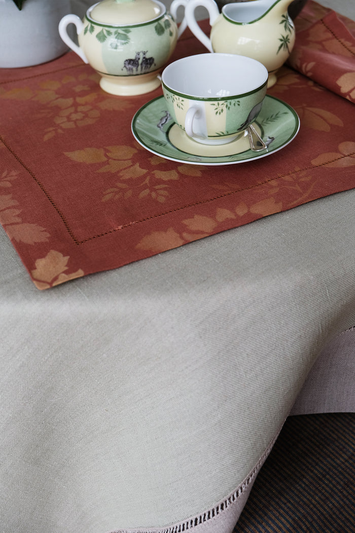 green linen tablecloth