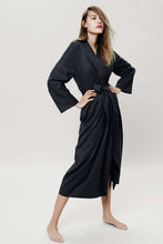 luxury long black pyjama lounge robe gown 