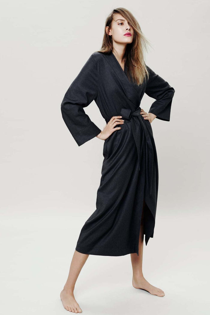 luxury long black pyjama lounge robe gown