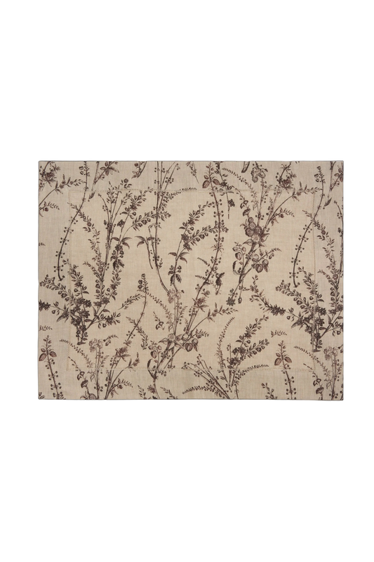 SET OF TWO PRINTED LINEN PLACEMATS FLOWER MEADOW