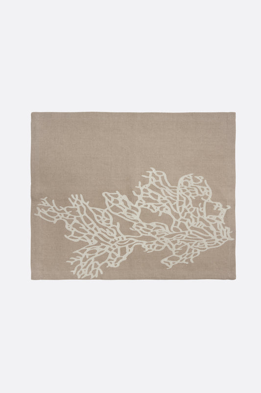SET OF TWO BLOCK PRINTED LINEN PLACEMATS & NAPKINS