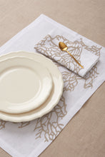 SET OF TWO BLOCK PRINTED LINEN PLACEMATS & NAPKINS