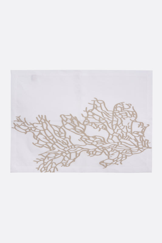 SET OF TWO BLOCK PRINTED LINEN PLACEMATS & NAPKINS