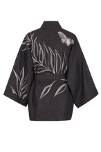 BELLA WOOL FLANNEL EMBROIDERY KIMONO SMOKE
