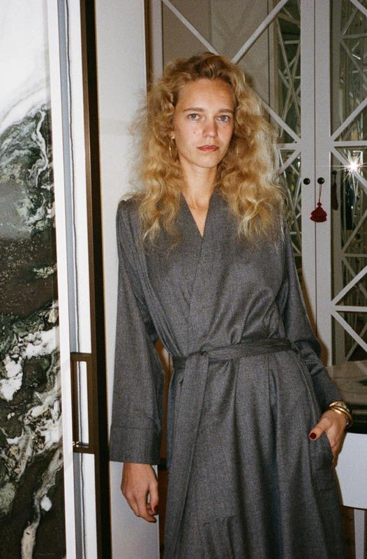 LUNA MAXI WOOL FLANNEL ROBE SLATE