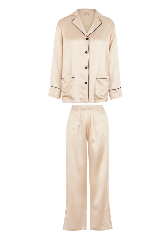EVA SILK PYJAMA SET ROSY LATTE