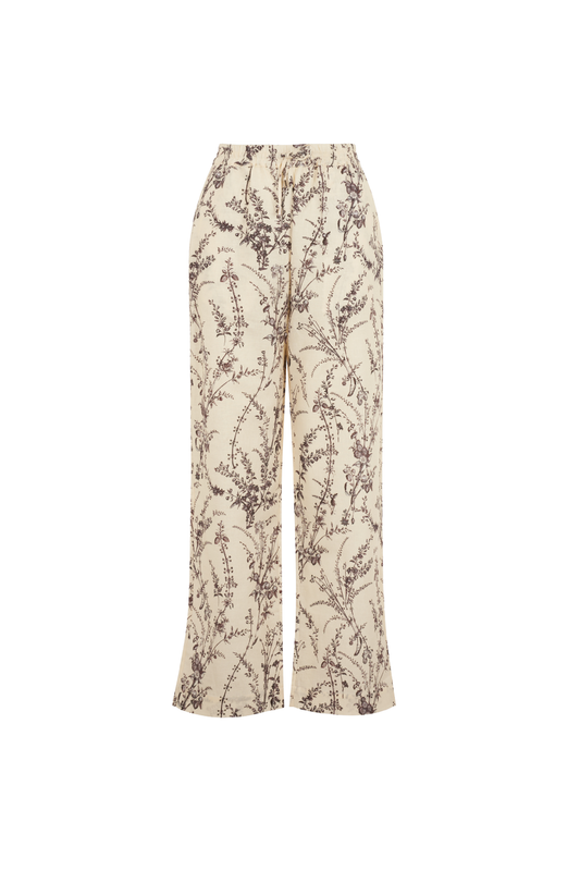 VALENTINA FLOWER MEADOW TROUSERS - MOKA