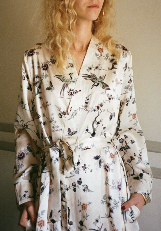 LUNA SILK CHINOISERIE MAXI SILK ROBE 
