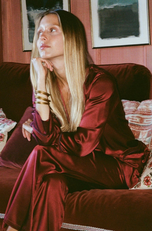 EVA SILK PYJAMA SET CABERNET