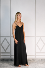 NYX MAXI CAMI SILK SLIP DRESS BLACK INK