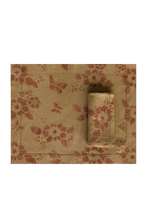 SET OF TWO HAND PAINTED AJOUR LINEN PLACEMATS & NAPKINS