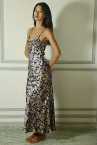 MAYA BIRDS OF PARADISE SILK SLIP DRESS
