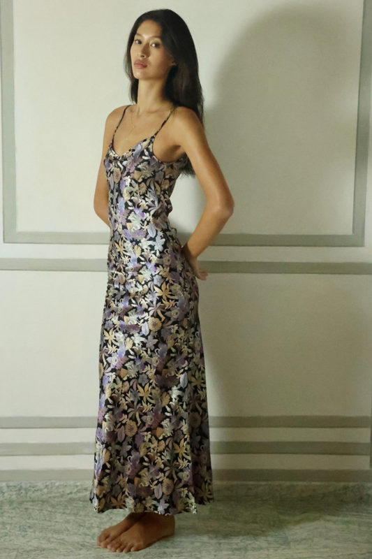 MAYA BIRDS OF PARADISE SILK SLIP DRESS
