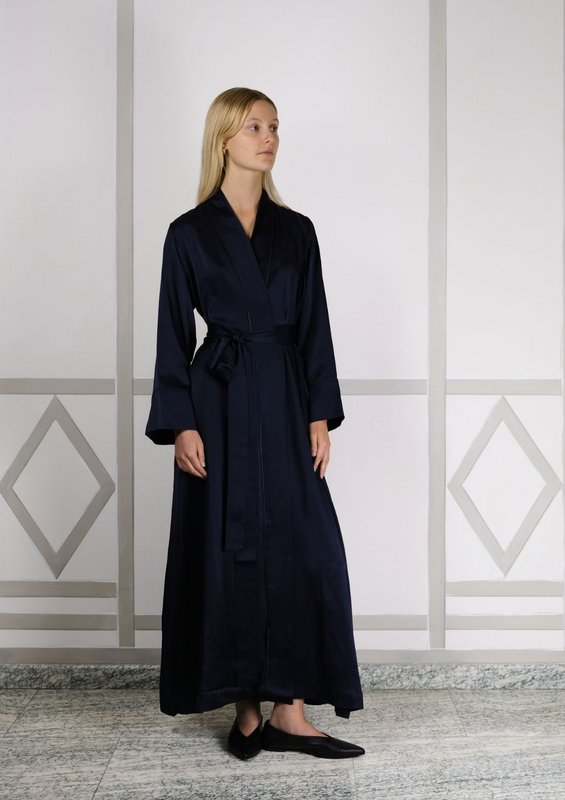 JADE SILK MAXI ROBE MIDNIGHT BLUE