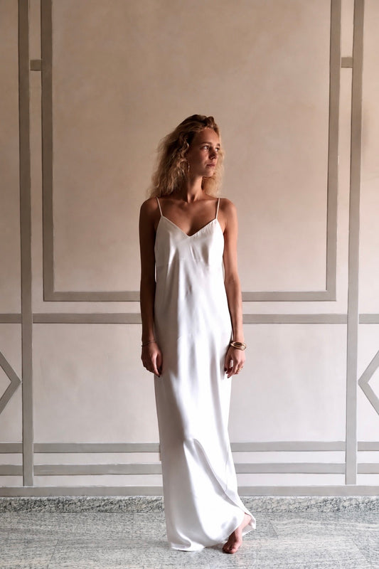 NYX MAXI CAMI SILK SLIP DRESS SNOW