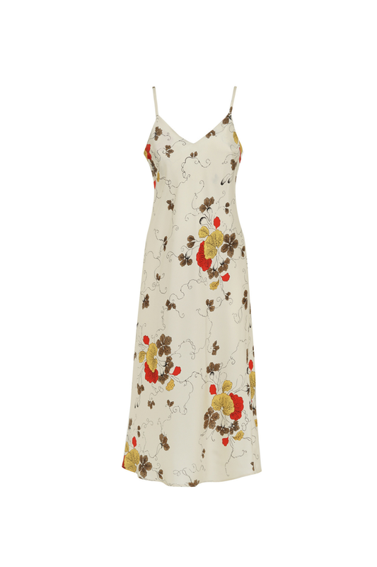 DORA LULLABY SILK MIDI SLIP DRESS