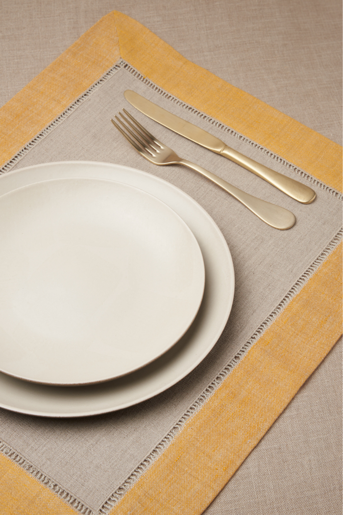 SET OF TWO JACQUARD LINEN PLACEMATS