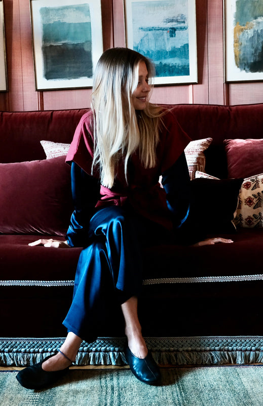 EVA SILK PYJAMA SET MIDNIGHT BLUE