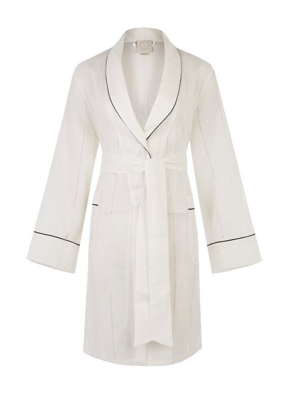 ALIX SHORT AJOUR LINEN ROBE