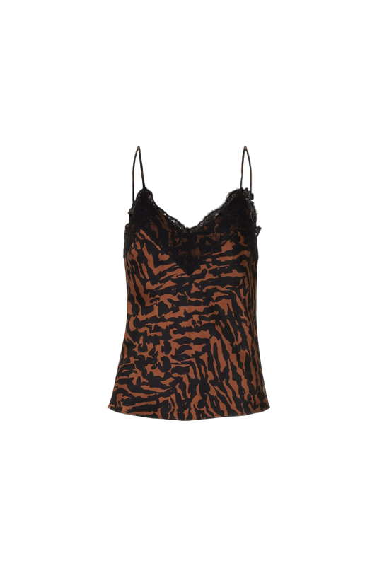 ALLEGRA LEO CAMI LACE TOP CARAMEL