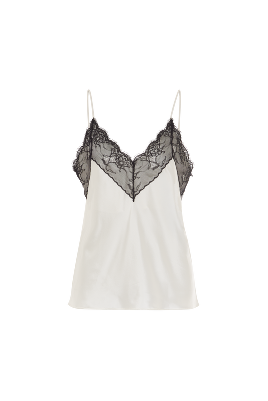 ALLEGRA SILK CAMI LACE TOP SNOW