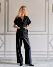 NICOLE WOOL FLANNEL TROUSERS SMOKE