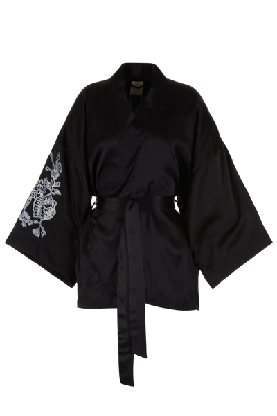 BELLA BLOCK PRINT KIMONO BLACK INK