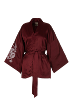 BELLA SILK BLOCK PRINT KIMONO CABERNET