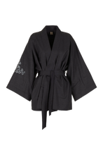 BELLA WOOL FLANNEL BLOCK PRINT KIMONO SMOKE PRE-ORDER