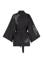BELLA WOOL FLANNEL BLOCK PRINT KIMONO SMOKE PRE-ORDER