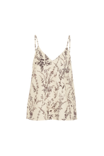CLARA FLOWER MEADOW LINEN CAMI TOP - MOKA