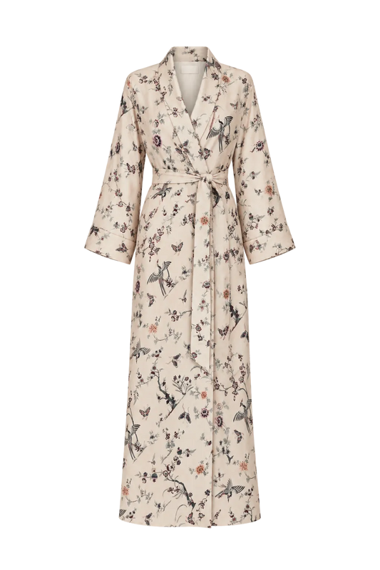 LUNA SILK CHINOISERIE MAXI SILK ROBE PRE-ORDER