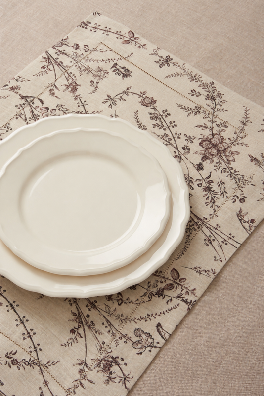 SET OF TWO PRINTED LINEN PLACEMATS FLOWER MEADOW