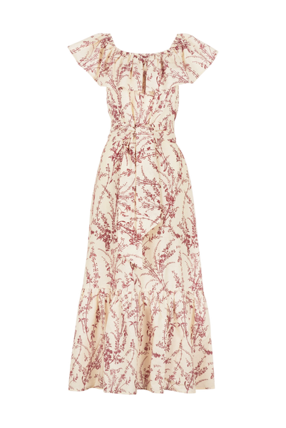 DAPHNE FLOWER MEADOW CHERRY LONG DRESS