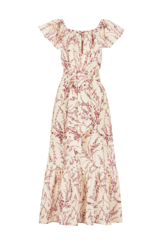 DAPHNE FLOWER MEADOW CHERRY LONG DRESS