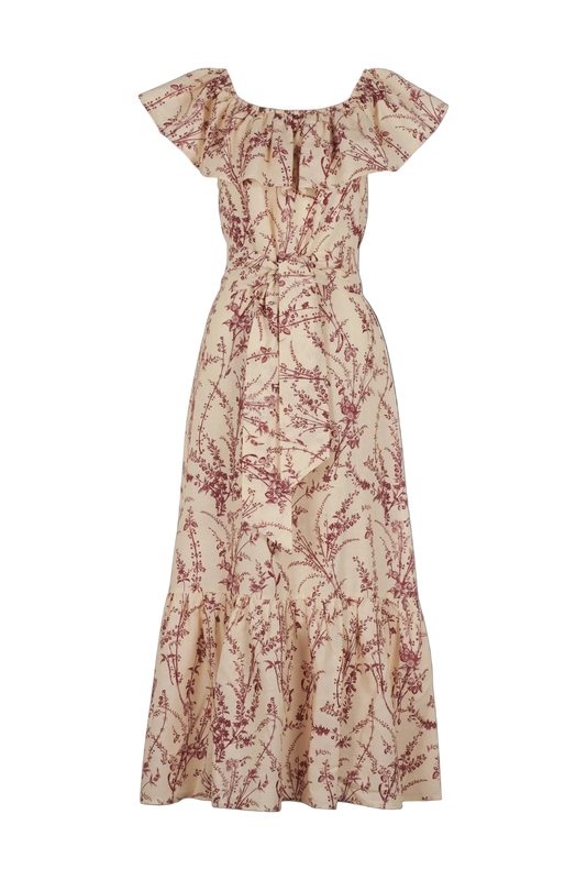 DAPHNE FLOWER MEADOW CHERRY LONG DRESS