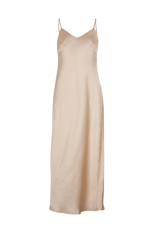 NYX MAXI CAMI SILK SLIP DRESS ROSY LATTE