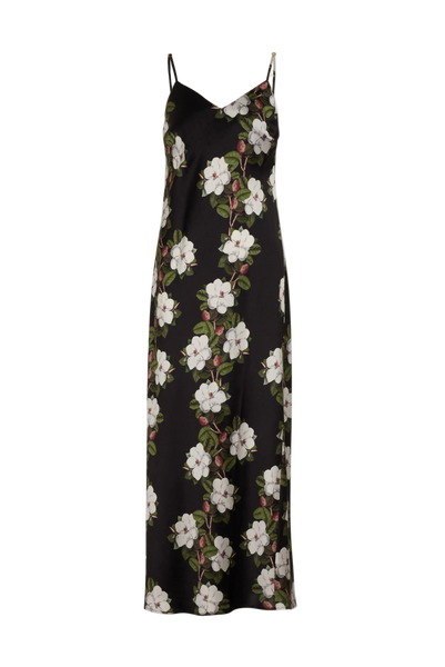 NYX MAXI CAMI SILK SLIP DRESS NOCTURNAL MAGNOLIA