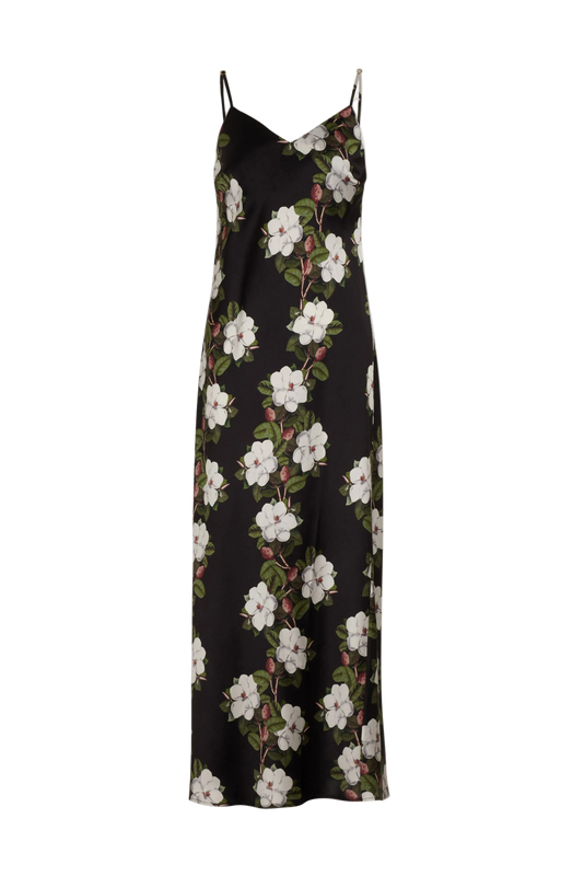 NYX MAXI CAMI SILK SLIP DRESS NOCTURNAL MAGNOLIA
